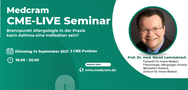 CME #LIVE #FORTBILDUNG FÜR ÄRZTINNEN UND ÄRZTE.
Brennpunkt #Allergologie in der Praxis kann Asthma eine Indikation sein? #Medcram #Webinar
cme.medcram.de/cme-fortbildun…