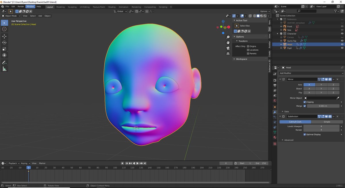 RyannMcCorkell's tweet photo. How to get ahead in character creation... following along with https://t.co/EViSKMc7ve (but using my own illustration). #Blender3d #characterart https://t.co/rT1cUFfXbI