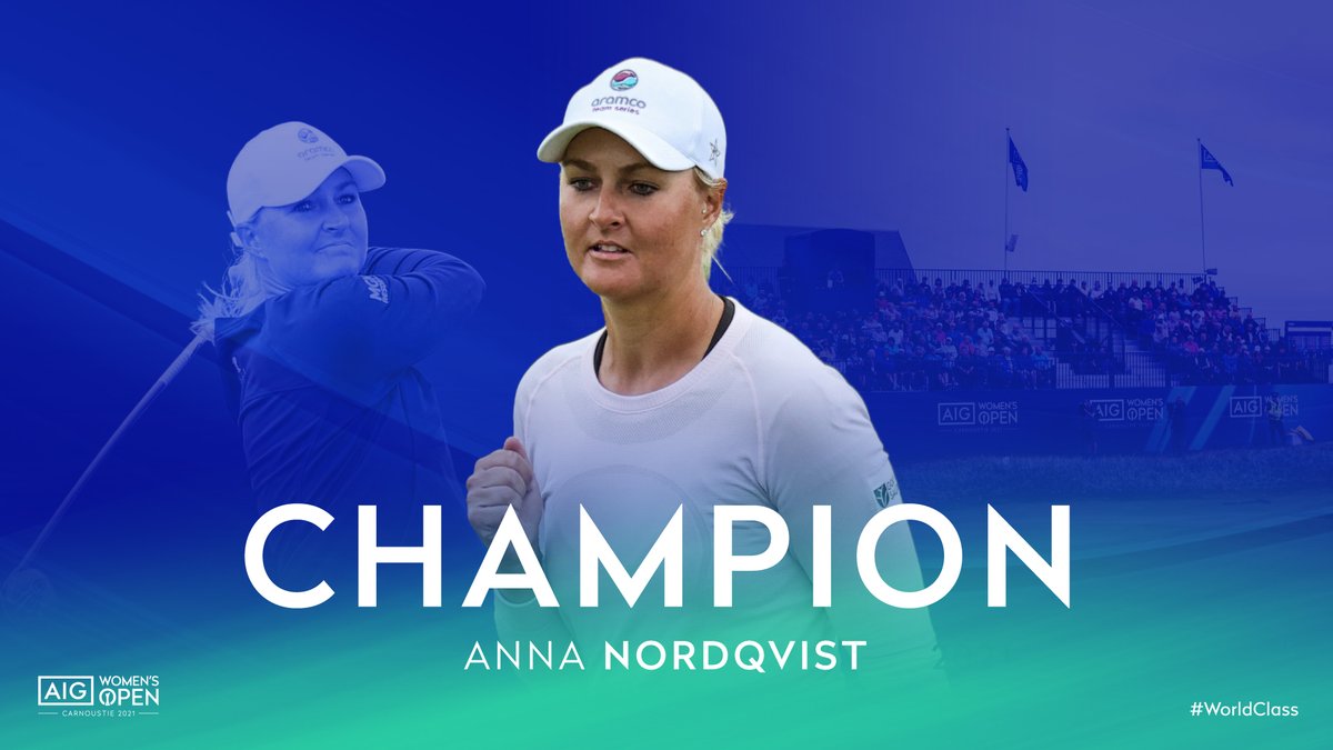 AIGWomensOpen's tweet photo. Your Champion of the 2021 AIG Women's Open, Anna Nordqvist!

#WorldClass https://t.co/Xu69nyQaPB