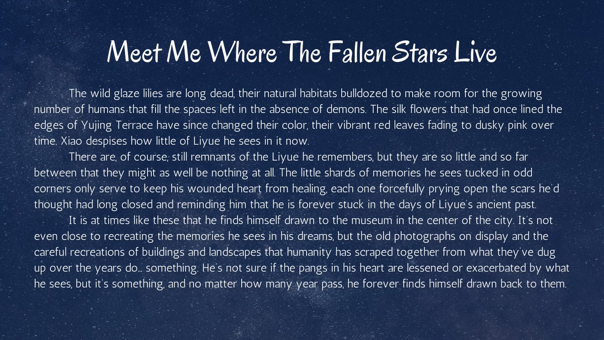 Chapter 3 of my #xiaoaether reincarnation AU fic is posted! We're back to Xiao's pov now, I wonder what he'll do? 🤔Link is in the replies!
#xiaother #xiaoae