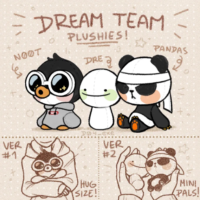 DREAM TEAM PLUSHIES!!! a cuddle buddy?mini pals for your adventure?you choose!coming soon in [REDACTED]#dreamteamfanart #dreamfanart #georgenotfoundfanart #sapnapfanart 