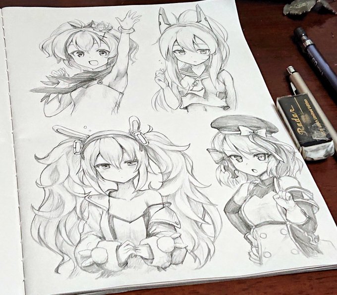 先週同様1枚にまとめて描いたけど、ラフィーちゃんの髪の幅がすごくてニーミちゃんが窮屈になってしまった。ごめんねニーミちゃん……
ついでに描き途中のこれはこれでかわいいサイドのないラフィーちゃん 