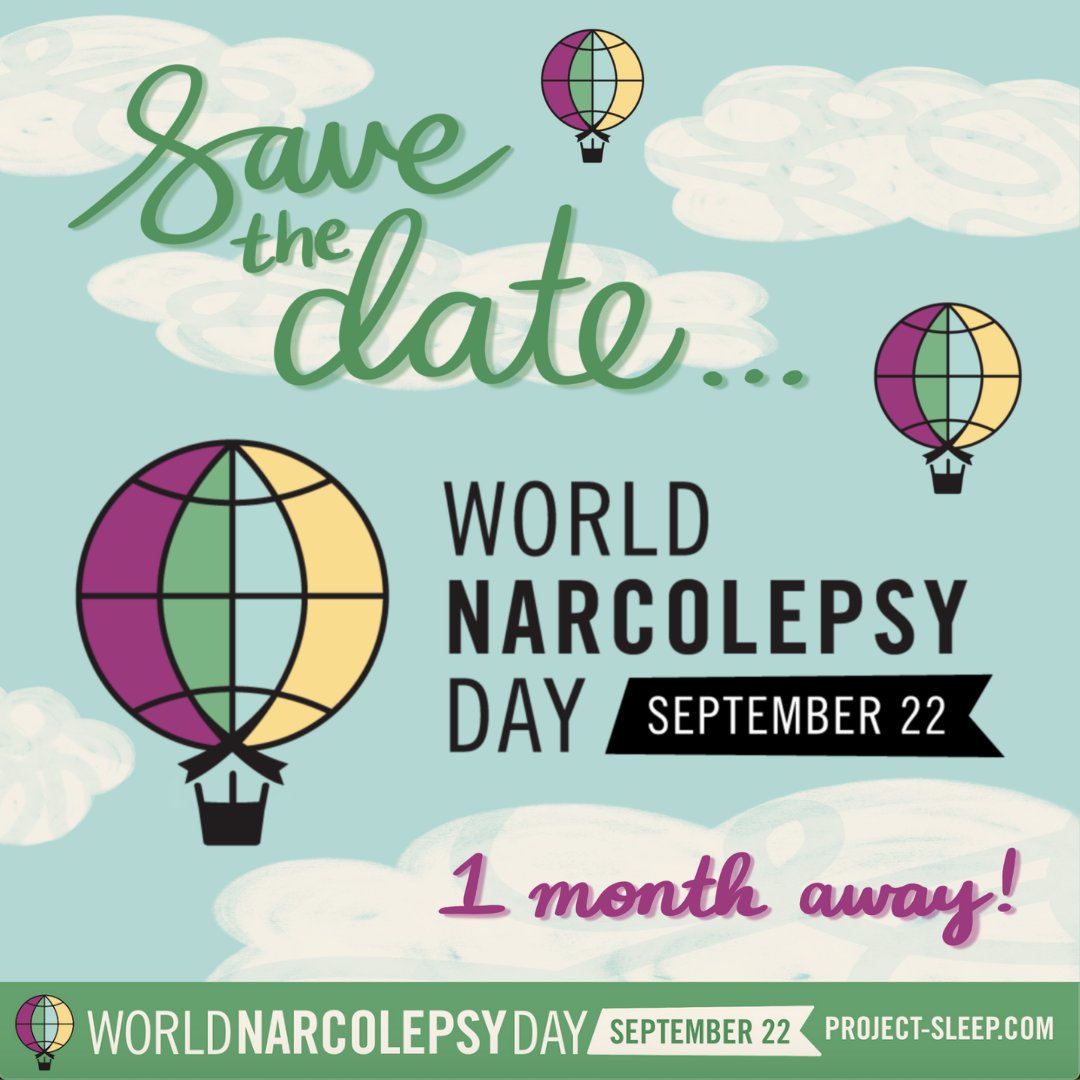 project_sleep's tweet photo. 🌎Are you ready?! One month til #WorldNarcolepsyDay on Sept. 22nd! We cannot wait to celebrate with events, activities, and social media campaigns all September leading up to Sept. 22nd. Get involved &amp; learn more: https://t.co/zga8LC8qFm https://t.co/3MukjyCnu8