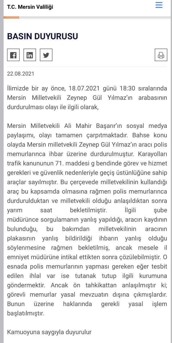 Mersin valiliği açıklaması…. Yazık yazık