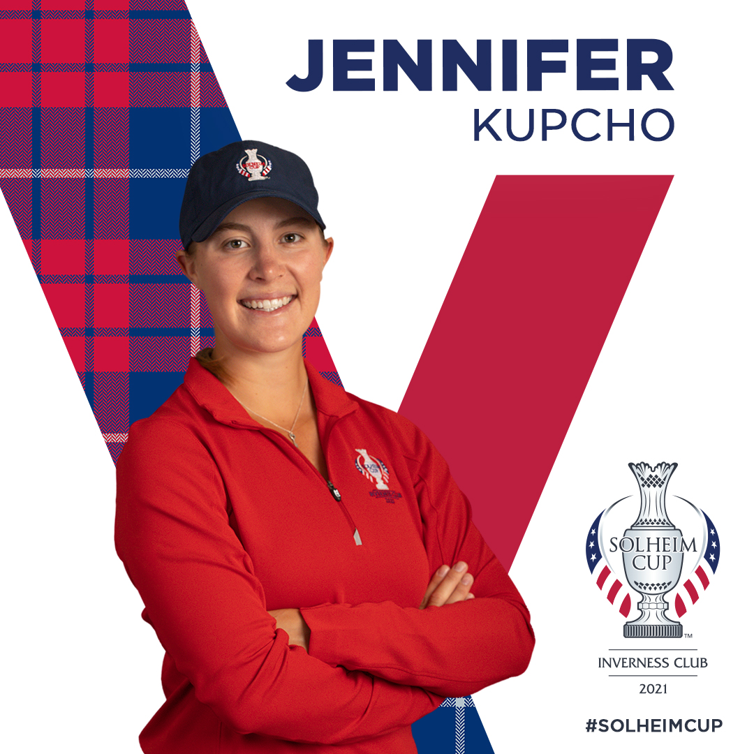 SolheimCupUSA's tweet photo. Welcome to the team, @jenniferkupcho! 👏

With nine Top 10's in her young Tour career, Kupcho will make her #TeamUSA debut at Inverness. 🇺🇸 https://t.co/qUUhprzy2o