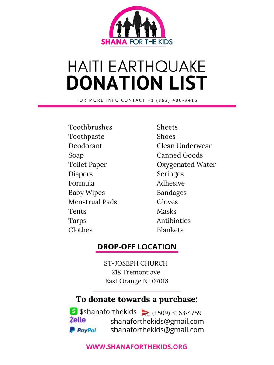 Starting Tomorrow If you are in New Jersey we will have drop-off hours from 9am-1:00pm.                                           Give a little, Can help a lot!
#Haitiearthquake2021 
#pabliyetimounyo
#sinoukapaboukapab
#repost
#RETWEEET