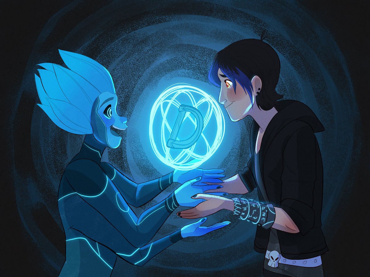 coccoknutz's tweet photo. Day 3 - magic &amp; technology 
Just a simple piece of Douxie upgrading Krel’s serrator  #krexie #KlebBuckets #TalesofArcadia #krexieweek https://t.co/nIoZGT1lzE