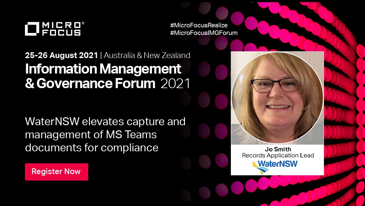 VoightBrandon's tweet photo. Hear how WaterNSW integrated MS Teams and Content Manager to successfully manage their documents and records while meeting compliance obligations. #MicroFocusRealize #MicroFocusIMGForum #InfoGov https://t.co/EOGK50Gd9f #TeamMicroFocus https://t.co/ZEGTRvlmnD