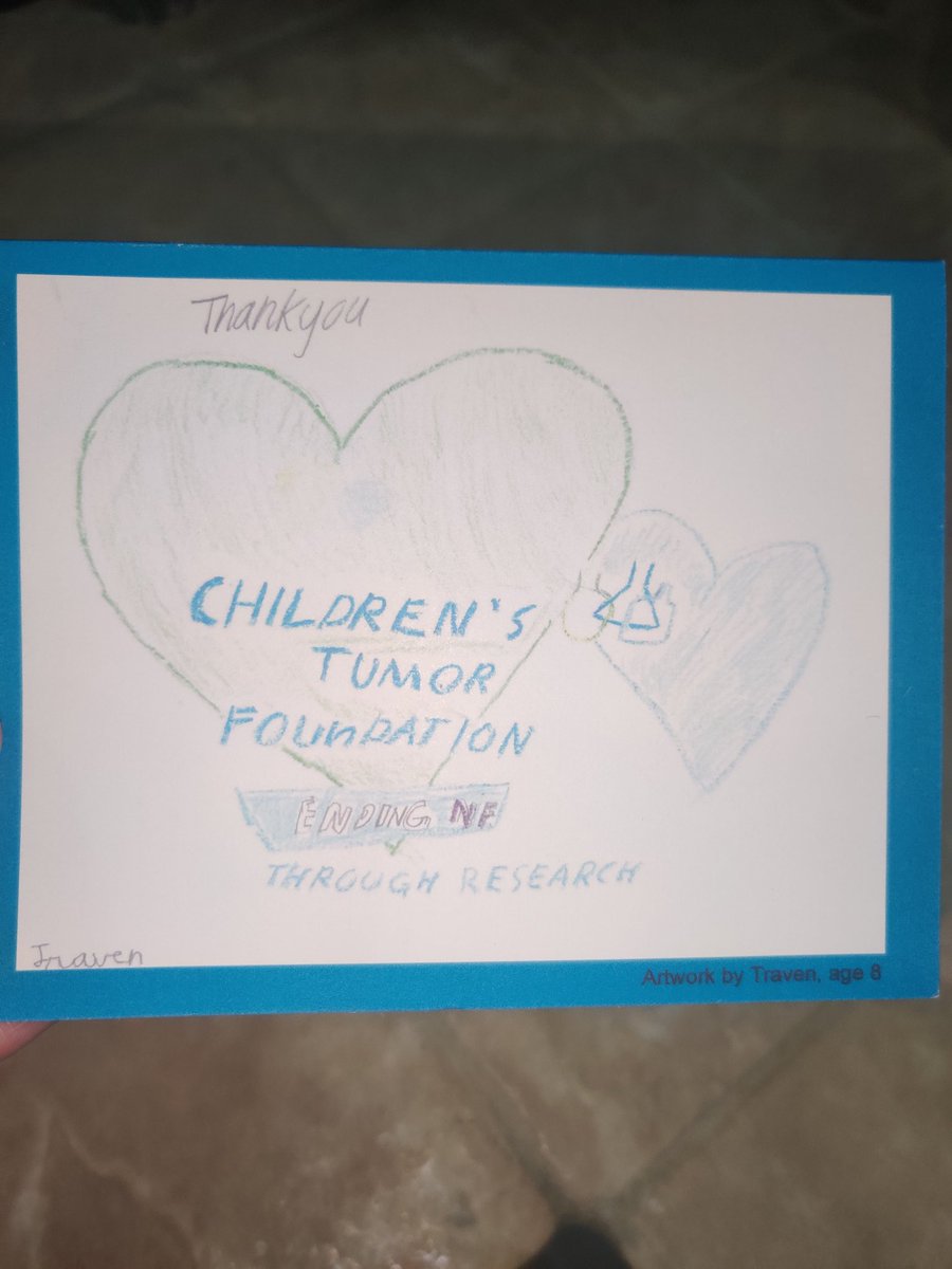 Thank you <a href="/ChildrensTumor/">Children's Tumor Fdn</a> for the thank you card we received for our fund raising efforts for the Shine a Light Walk this coming November. This is our first walk and we are excited to be a part of it.  #EndNF