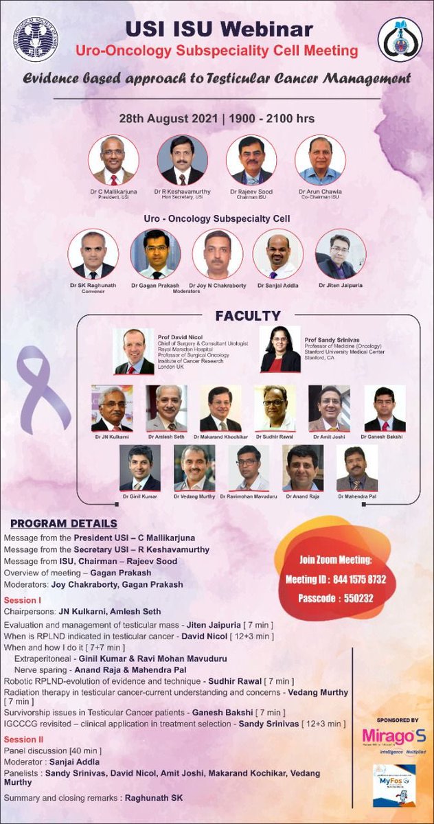 Webinar on testicular cancer on 28/8/2021 at 7pm @drnmreddy @mallikuro7 @lkeshav1965 @rbsabnis @UrohgtThummar @DrPKandarp @SIU_urology @Uroweb @AmerUrological @YouthUSI @docdilipmishra @arun