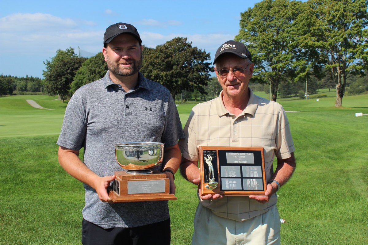 ClareGolf's tweet photo. ⛳️ Congratulations to our 2021 Club Champion 🏆 Stephane LeBlanc 🏌🏼‍♂️ 73 • 70 for a two day total of 143 ⛳️ Senior Club Champion 🏆 Rob Collins 🏌🏼‍♂️ Super Senior Club Champion 🏆 Roland Comeau 🏌🏼‍♂️ Thank you to all that played and a massive thank you to all our Club staff ⛳️ https://t.co/KhqpsrwMMJ