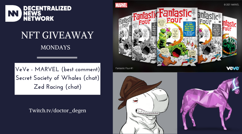 Doctor_Degen's tweet photo. #DNN ARMY, A WEEK OF #FIATMINING LOOMS! 
#NFTGiveaway  

1⃣Follow &amp; RT
2⃣Tag 3 #nftcollector 
3⃣Hit the !NFT command in the twitch chat!  
(https://t.co/xK4TE2i9cK)

#VeVecollectibles #VeVeFam #MARVELxVeVe #TogetherWeWhale 👊 @the1dataninja 4 #giveaway Dono #zedrun #ZedHead #NFTs https://t.co/6JEUXRacrs