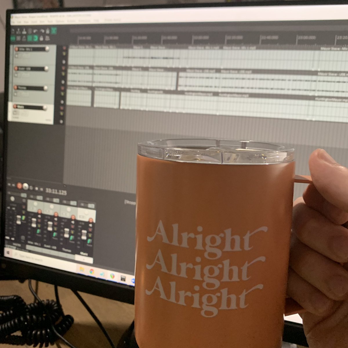 AlrightCast's tweet image. Podcast editing on a Sunday morning 🎧 

#alrightalrightalright