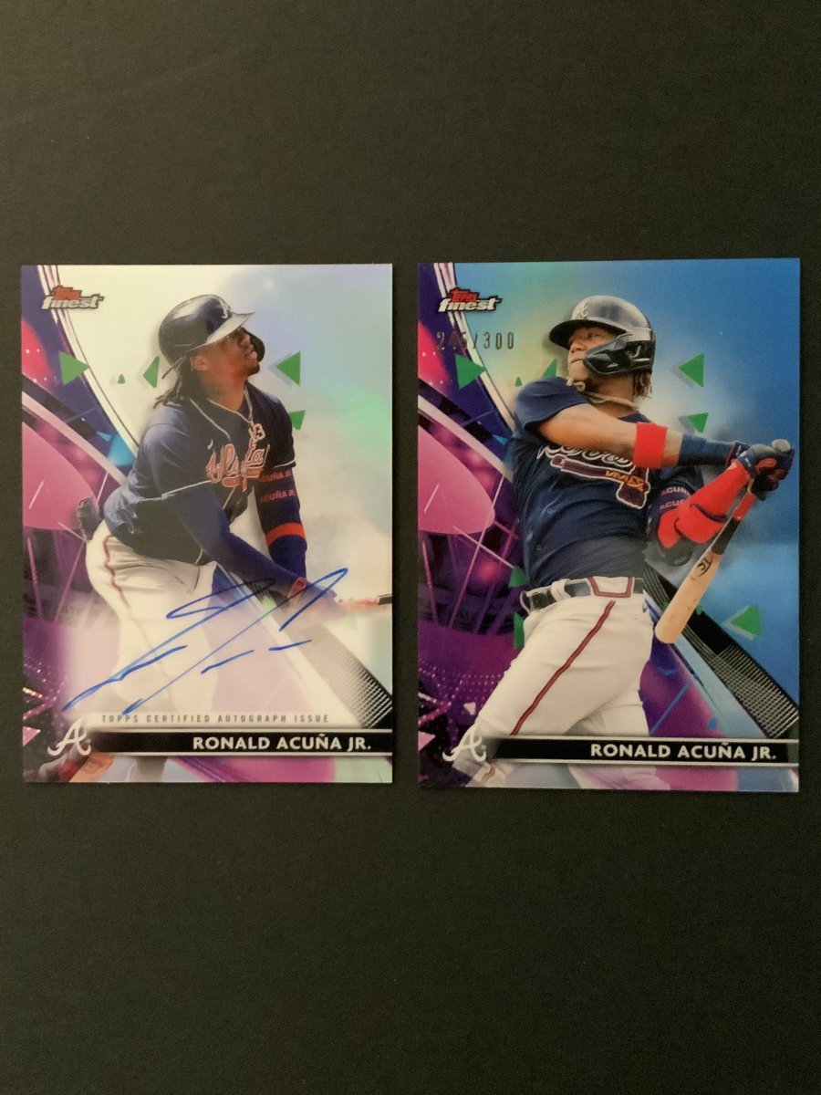 SportsIzz's tweet photo. #HotCard Check out 2021 Finest Autograph Refractor #RonaldAcunaJr + #BonusCard Finest Sky Blue #/300  https://t.co/82SgCvxs47 via @eBay #Braves #Chopon #Acuna #TradingCards #TheHobby #Collect Bid Now &amp; Get it while it’s Cheap! #FreeShipping https://t.co/AlVJwT29UJ
