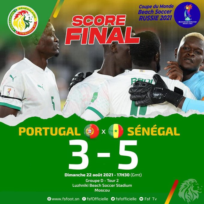 sunusport's tweet photo. Mondial Beach Soccer : Le Sénégal s'impose face au Portugal (5-3) #BeachSoccerWC #sunusport https://t.co/jZhl72ibhi