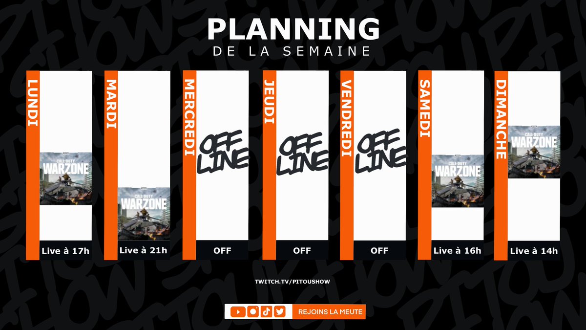 PitouShow's tweet image. Go pour la première semaine de stream la meute ! J'espère que vous êtes chaud ! 🔥🐶
.
.
.
.
#PitouShow #stream #twitch #live #warzone #verdansk