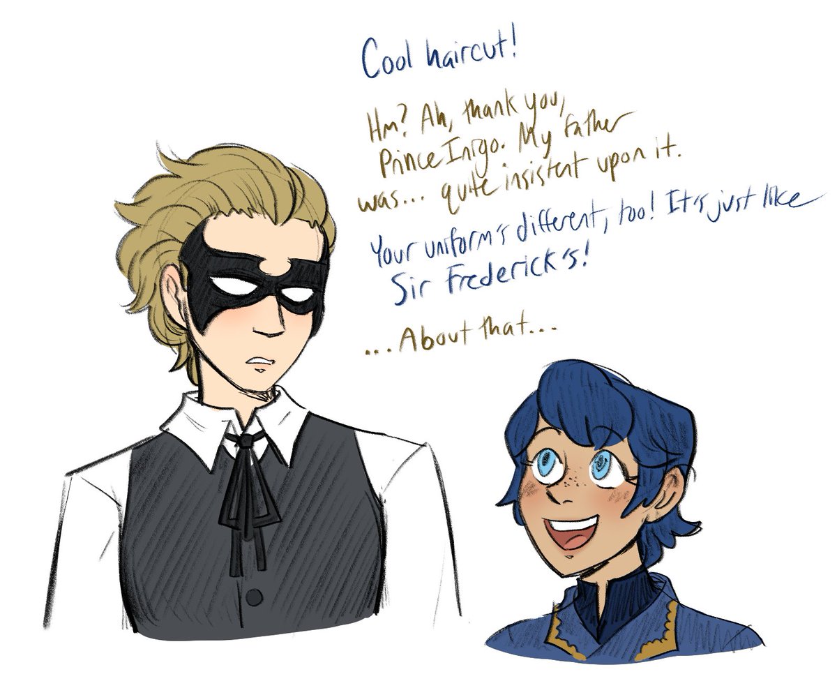derangedreign's tweet photo. #fetransweek 
retainer!gerome coming out to his inquisitive little prince https://t.co/jGmJIYBgVo