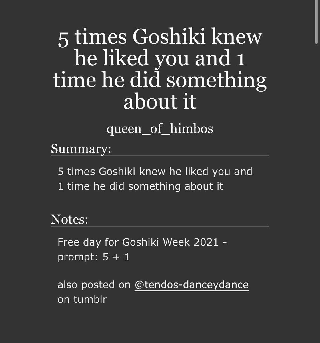 queenofhimbos's tweet photo. Free day (and birthday!)
5 + 1 things~

5 times Goshiki knew he liked you and the 1 time he did something about it

https://t.co/FV1OqusakW https://t.co/8lnNUNoqW5