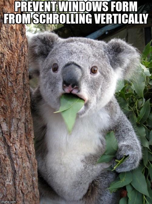 overflow_meme's tweet image. Prevent Windows Form from schrolling vertically stackoverflow.com/questions/6888… #visualcpp #cppcli