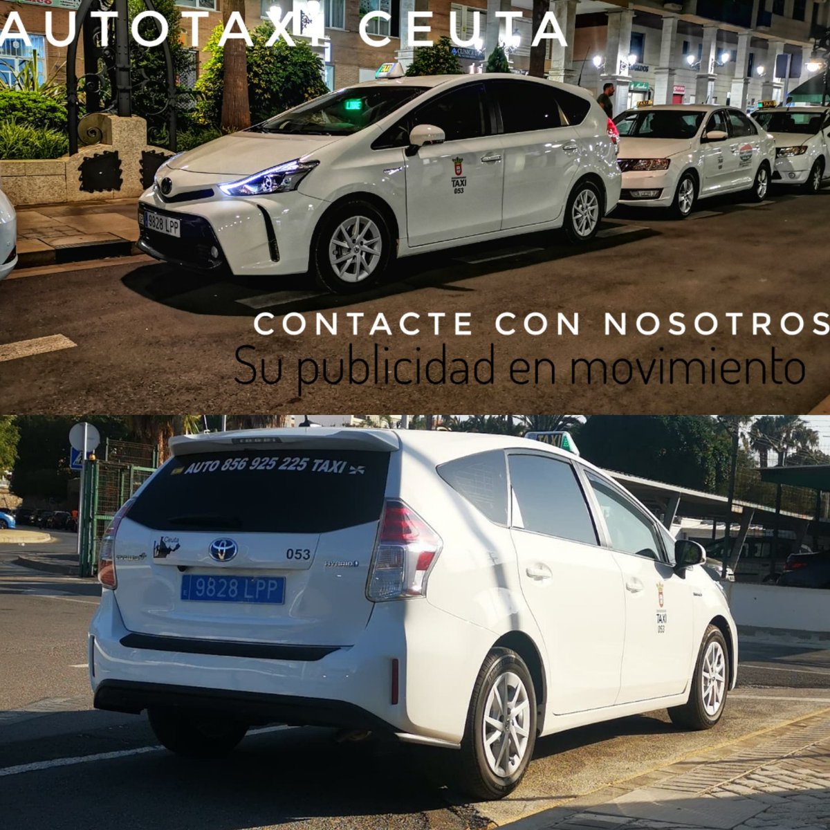 AutotaxiC's tweet photo. Su publicidad en movimiento por toda la ciudad en nuestros coches.🚕🚕

✅Pregunta sin compromiso.

Si quieres un taxi, utiliza nuestra app 📲📲 TAXIES o Llamanos al 856 925 225 ☎️☎️.

🚨🚨!!OTRA OPCIÓN MÁS!! ✔️✔️

#Ceuta
#ceutaturismo
#elforodeceuta https://t.co/UVGwRUXSp5