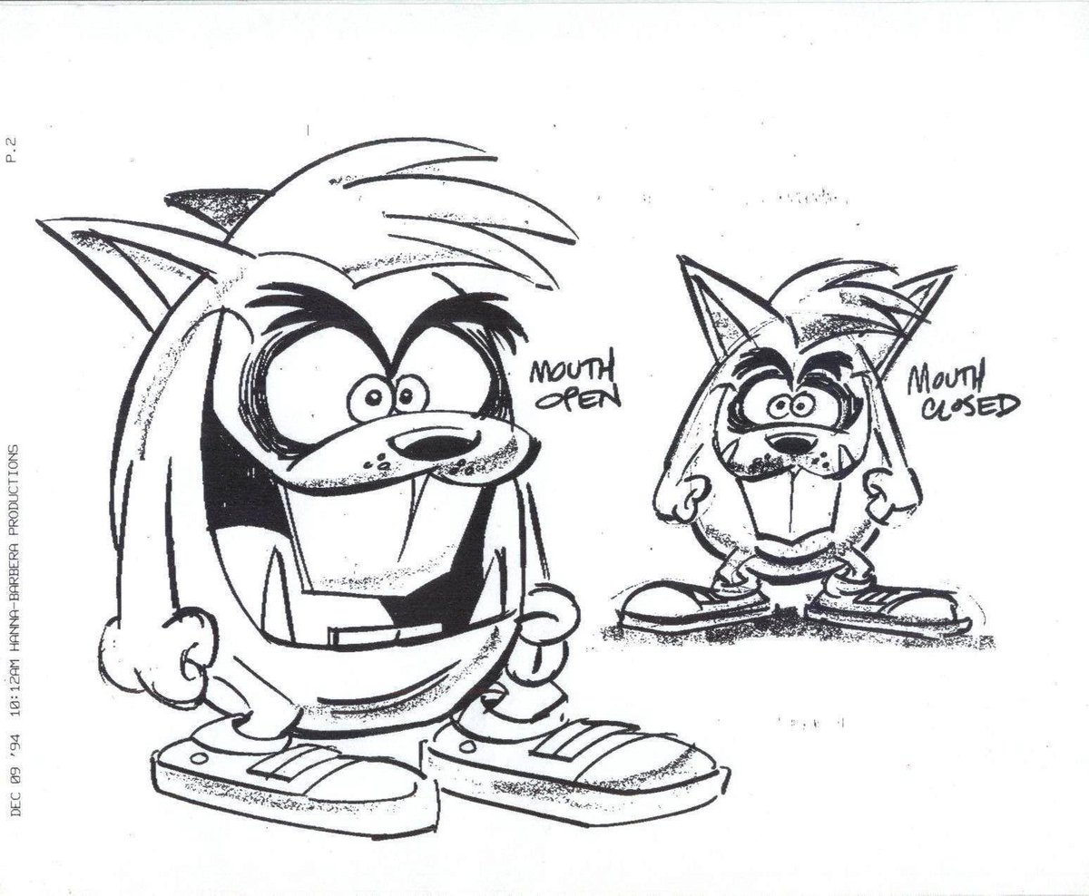 Hanna-Barbera's early designs of Crash Bandicoot from 1994.

Design by Butch Hartman 