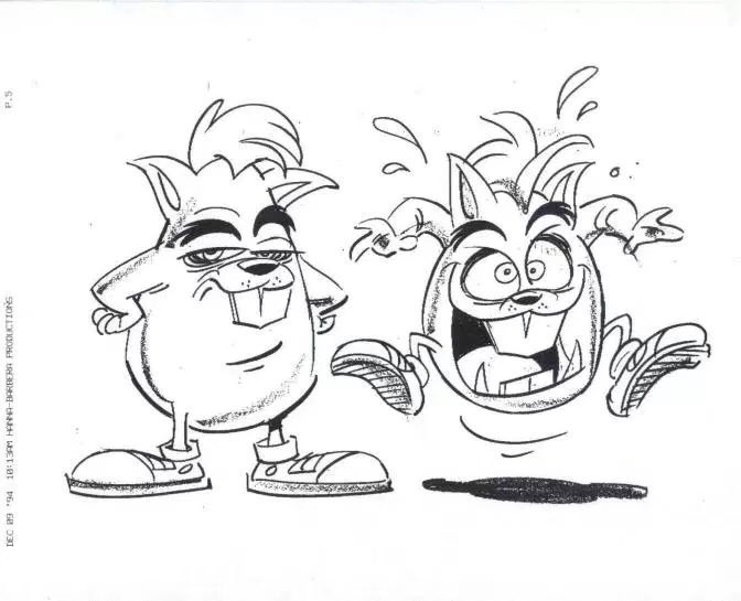 Hanna-Barbera's early designs of Crash Bandicoot from 1994.

Design by Butch Hartman 