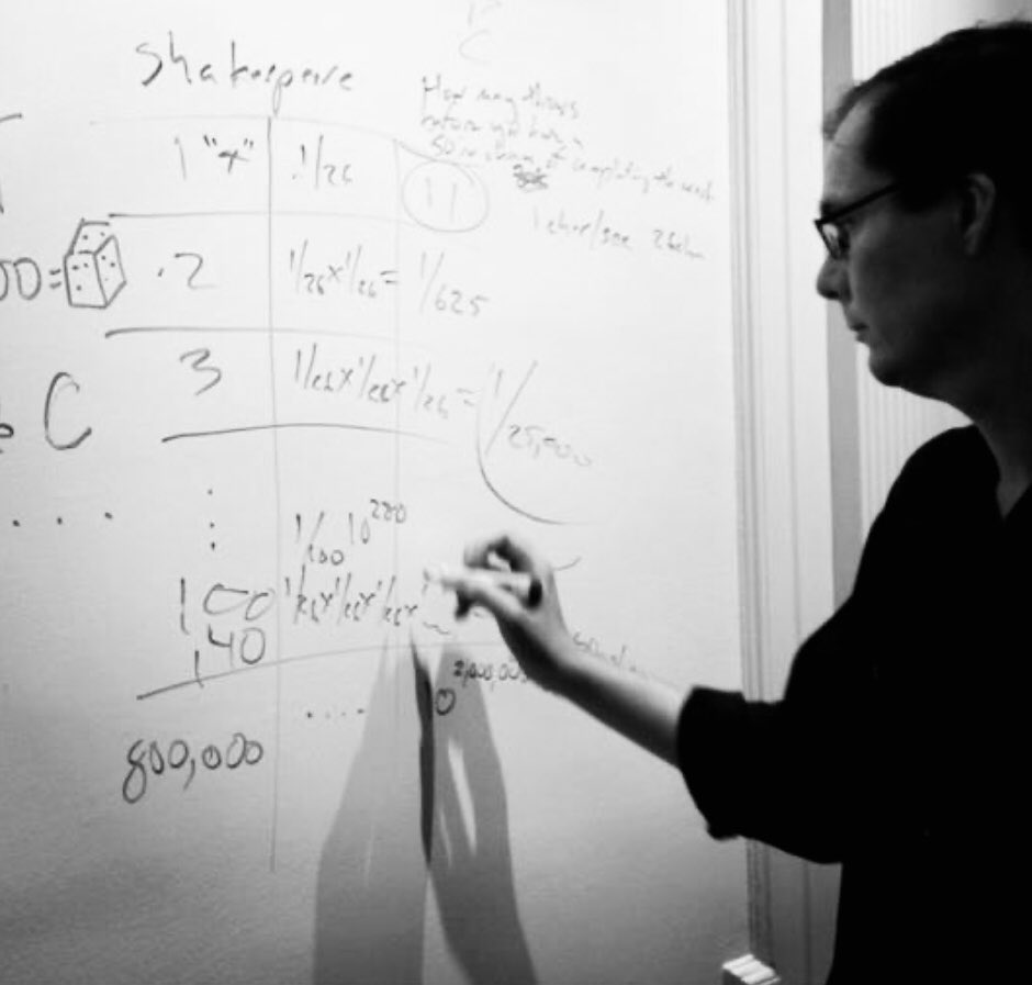 Nine years ago Science House founder James Jorasch did the math of monkeys typing Shakespeare on the wall of our Imagination Room.