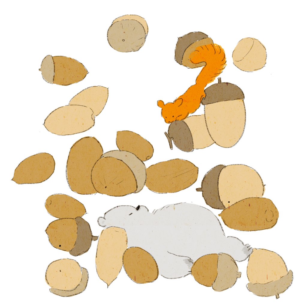 「どんぐり 」|ももろ　4／20発売絵本「パンダのパクパクきせつのごはん」のイラスト