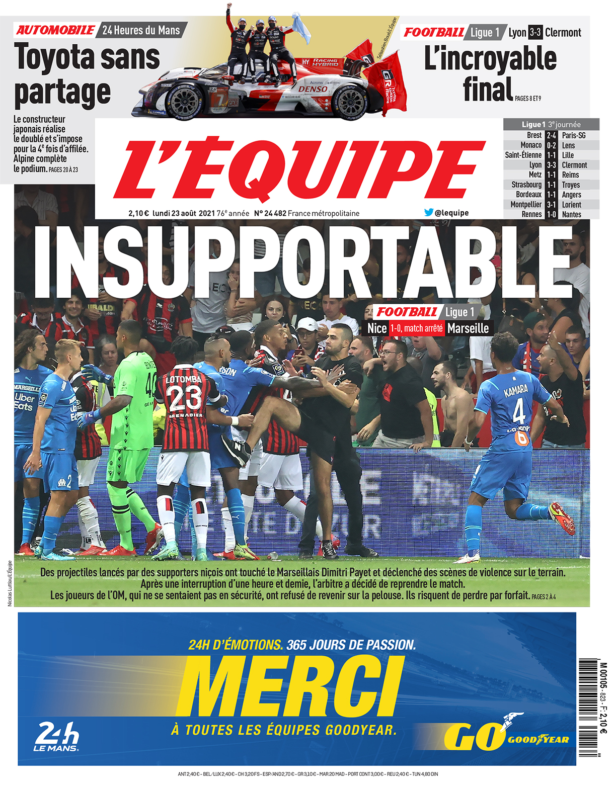 Get French Football News on X: "Tomorrow's L'Équipe has a message for OGC  Nice: "Unacceptable." https://t.co/ZySWztBEPr" / X