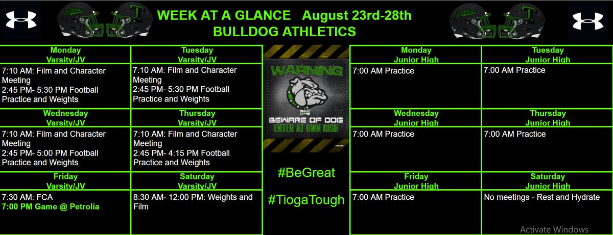 Game week is here!! Let's get better this week and see yall in Petrolia 👍
#TiogaTough💪 #BeGreat✅