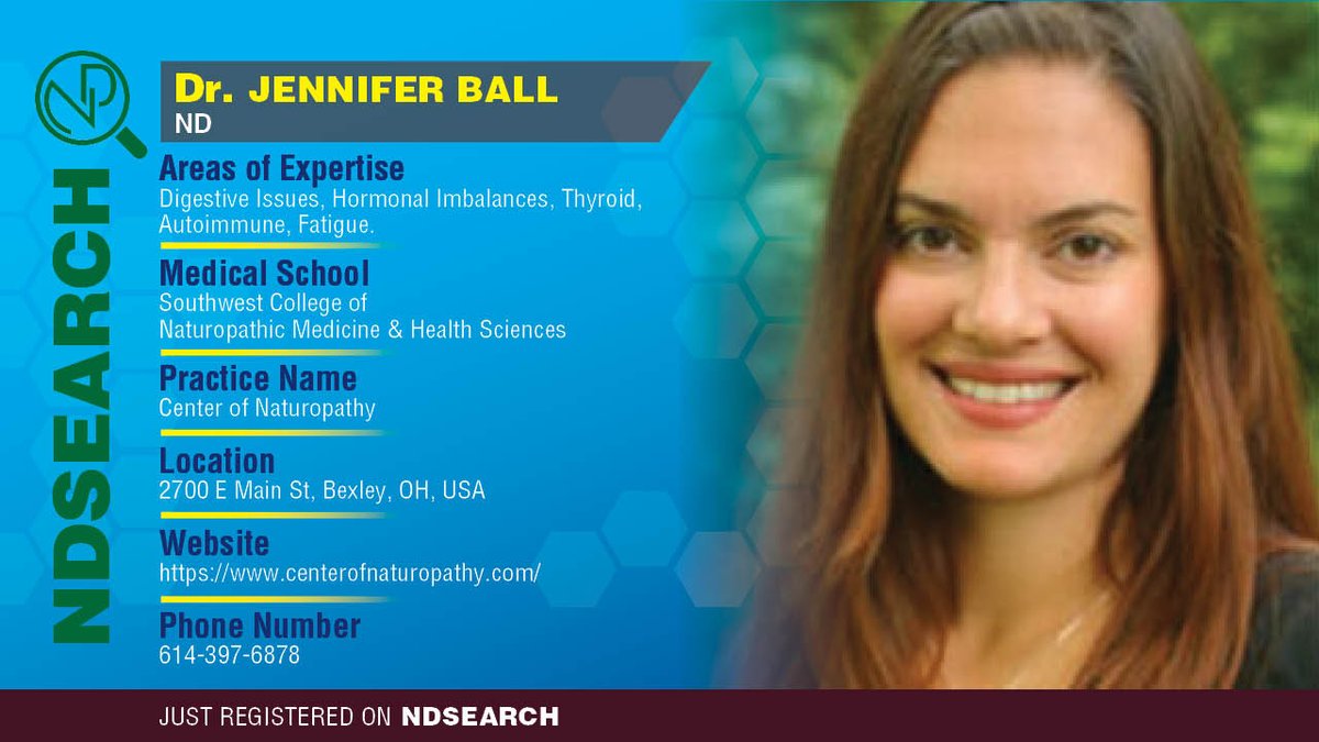 NDsearch's tweet photo. NDSearch is thrilled to welcome Dr. Jennifer Ball! Patients in the greater #Columbus #Ohio area can be seen for #personalized #healthcare for the #whole #family. 

#NDSearch @SCNM_AZ https://t.co/i3w5C6bfHB