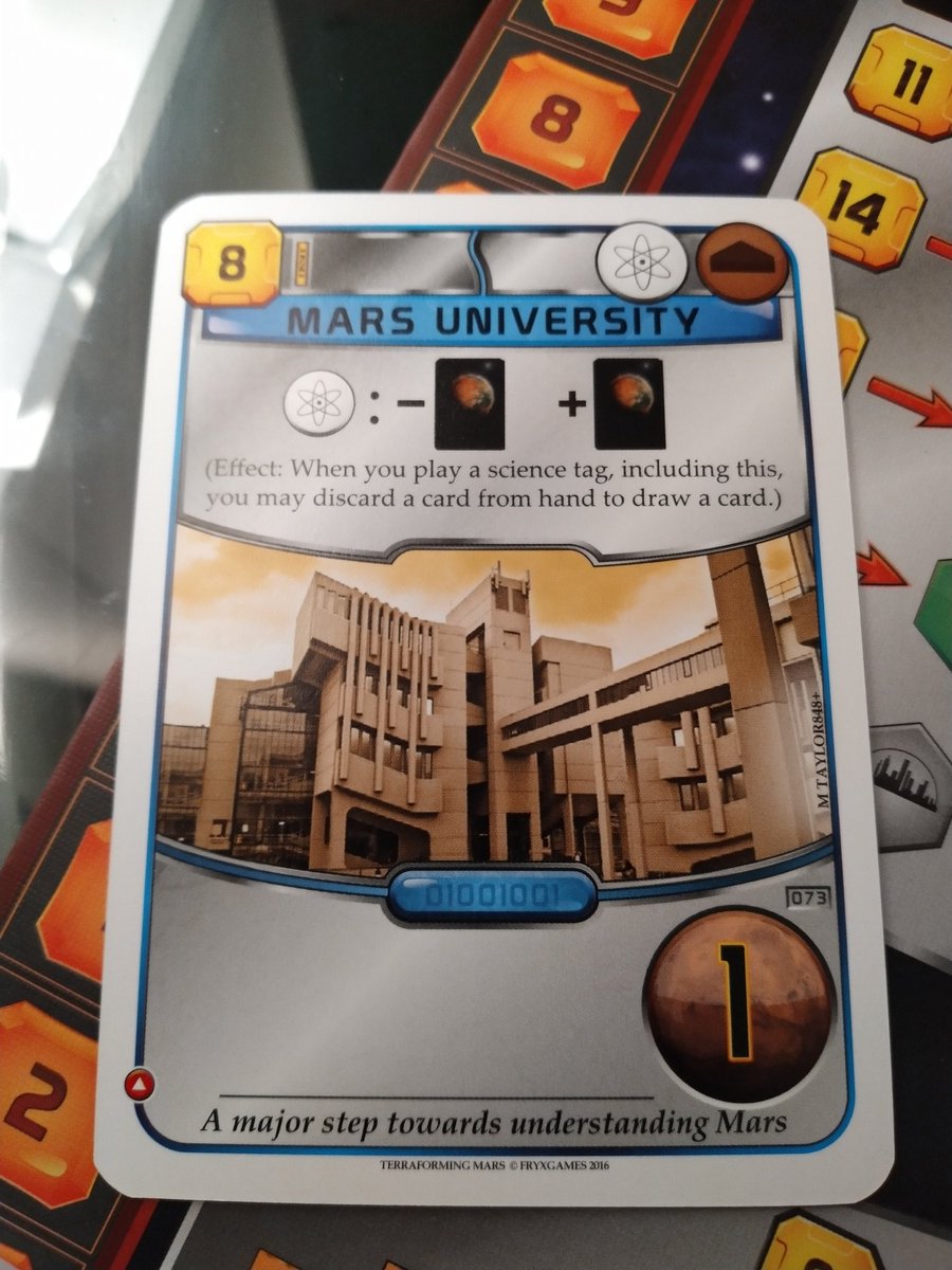 Thought I was hallucinating for a second but just discovered that this card in Terraforming Mars IS the Roger Stevens Building at UoLeeds... 🙃
