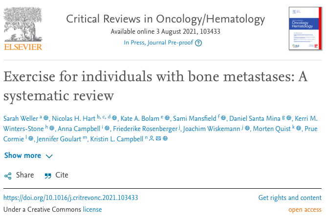 🧵Exercise for individuals with bone metastases: A systematic review. 

I want to break down the key findings from our *NEW* review to assist with interpretation for clinical practice.

sciencedirect.com/science/articl…

#exerciseoncology

1/