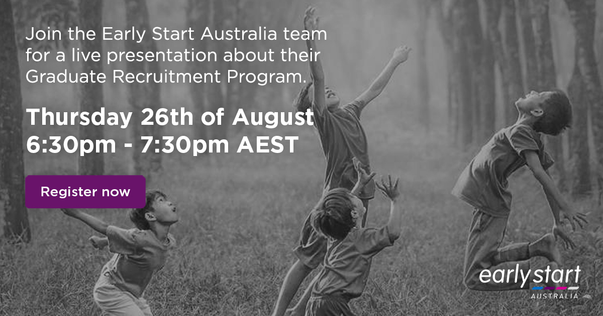 Curious about what it takes to make the transition from graduation to a career in Occupational Therapy or Speech and Language Pathology?

Join the Early Start Australia team for a live presentation about their Graduate Recruitment Program. Register now! 👉 bit.ly/3D2AD8s