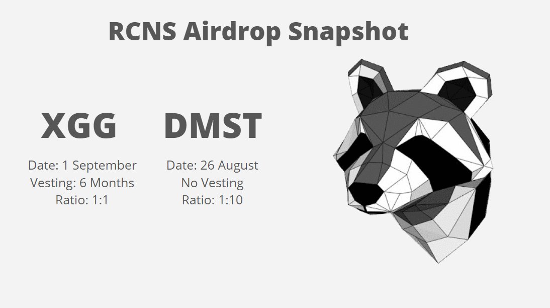 Make sure to have your BEP-20 $DMST and ERC-20 $XGG in your own wallet, this is critical in order for the snapshot to be considered so you can qualify for the distribution of $RCNS.

#Airdrop #Snapshot #Farming #Staking #BSC