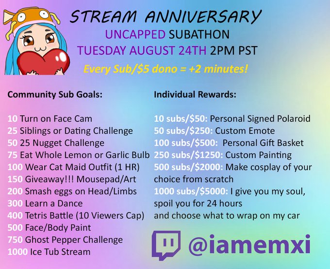 Join me for my Twitch Streaming Anniversary this Tuesday!!! Can't believe it's gonna be ONE WHOLE YEAR