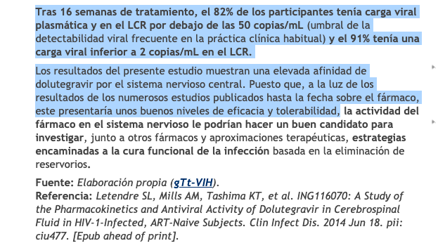 DrAlbertoLanda's tweet photo. @sidvimx dolutegravir ha demostrado mejor penetrancia al sistema nervioso central, condicionando disminucion e replicacion que se midio en carga viral en liquido cefalorraquideo, lo que se considera una disminucion de  los reservorios #diplomadomarte https://t.co/lmJeg6ZLrC