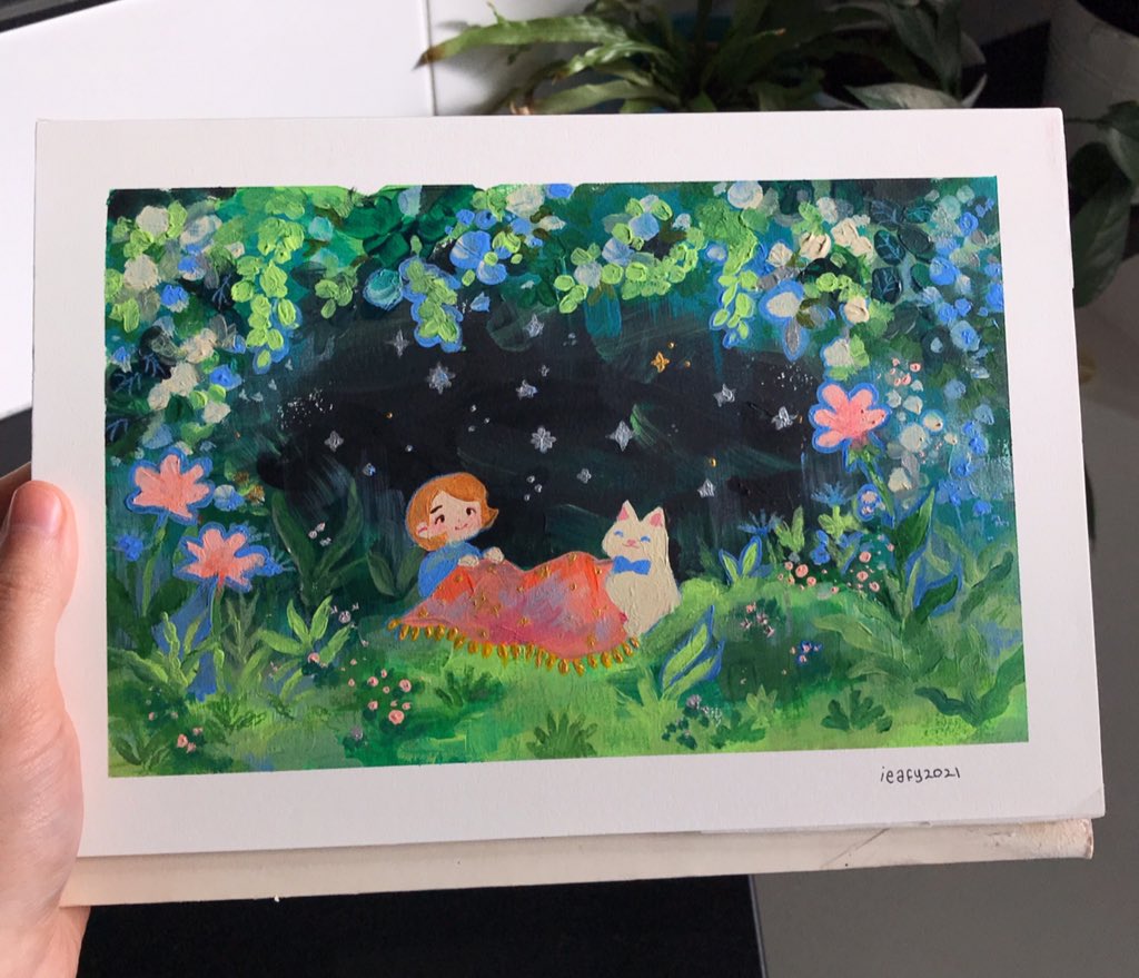 ieafysapien's tweet photo. Acrylic paint 🎨 
💫🌟🌸 a cozy stargazing session https://t.co/QzUrE5J8IS