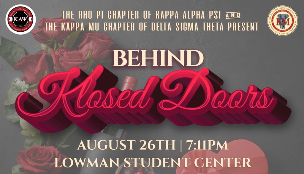 Behind Klosed Doors (Speed Dating)

August 26th | 7:11PM | After 5 Attire 

Canned goods required for entry 🤍

#SHSU #SHSU22 #SHSU23 #SHSU24 #SHSU25