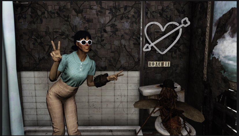 anxioustoebeans's tweet photo. Decided to do a #FinalPam rp character for my last unused character slot 😂 plopped my camp down in her house, of course! Have to live with Metal Husband and Roachie! https://t.co/ekf4mNQ6ZY