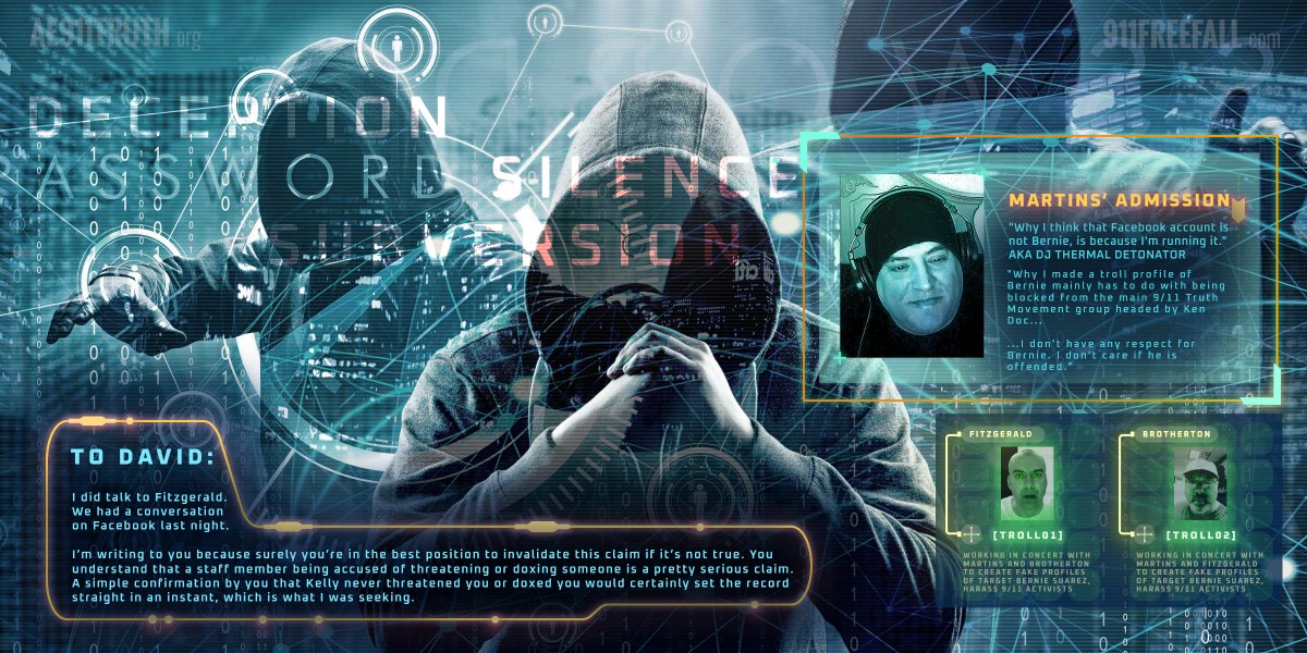 911_fall's tweet photo. Special Report: Deception, Subversion, and Silence
We reveal a year-long investigation that began with the discovery of a fake Facebook profile, a sinister campaign against the 9/11 Truth Movement and key members of 9/11 organizations
https://t.co/1rA67FM0rH @mediamonarchy https://t.co/caH53NbRbS