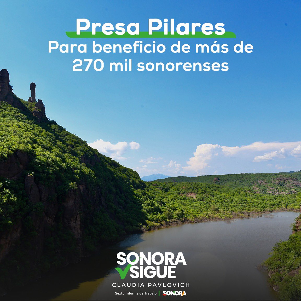 La Presa Pilares es una obra hidráulica estratégica para Sonora, con grandes beneficios la región del sur del estado.

#SonoraSigue
#SextoInformeDeTrabajo