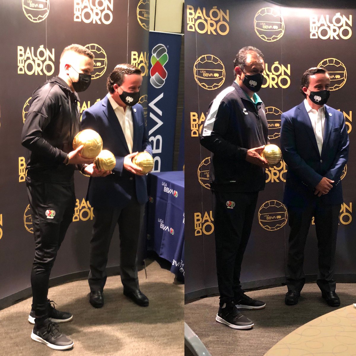 MikelArriolaP's tweet photo. Un verdadero honor entregar en persona el #BalónDeOro a los mejores futbolistas y DT de la Temporada 2020-2021 de la @LigaBBVAMX, durante concentración previa a la semana del Juego de Estrellas, #MLSAllStar. https://t.co/4Jjl4s0jsf