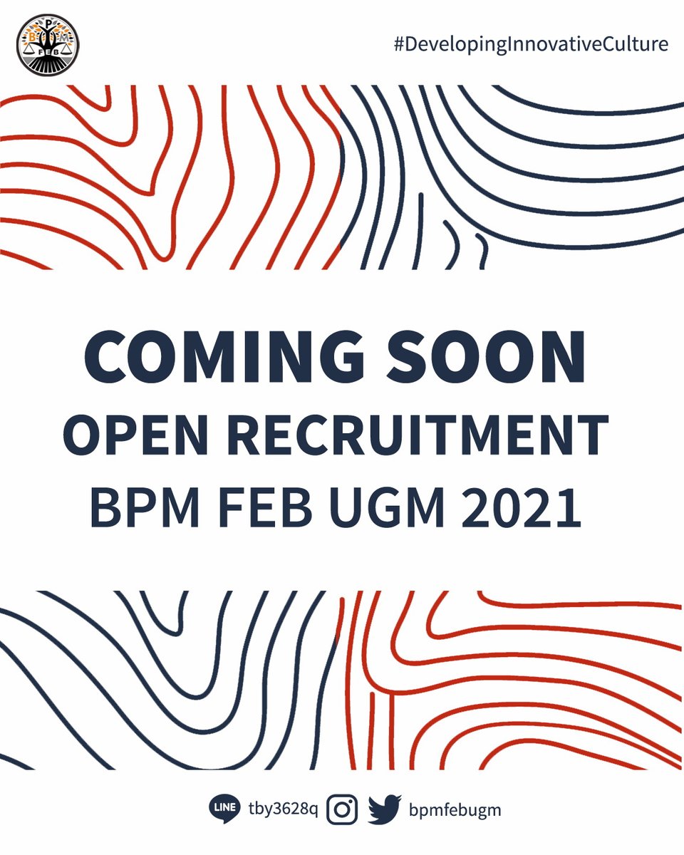 bpmfebugm's tweet photo. [COMING SOON: OPEN RECRUITMENT]

Selamat Malam, Legislator Muda 👋🏻
Open Recruitment Staff BPM FEB UGM akan segera dibuka ✨
Jangan lupa untuk selalu memantau akun sosial media BPM agar kalian tidak melewatkan informasi penting lainnya! 😉

BPM FEB UGM
#DevelopingInnovativeCulture https://t.co/37jF0UncpM
