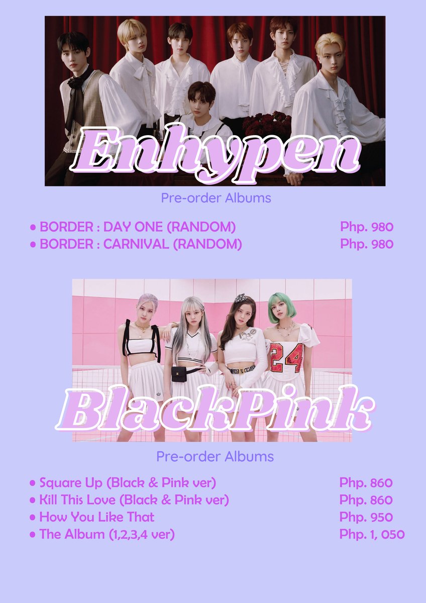 springkpopmerch's tweet photo. #SpringGO || PH GO || Help rt
#Enhypen #TXT #StrayKids #BlackPink
Batch 1
✨KPOP ASSORTED ALBUMS✨
💜OFFICIAL AND SEALED
💜FROM KTOWN
💜COUNTED ON CHARTS
💜WITH FREEBIES FROM US
💜NORMAL ETA
DOO: Sept. 17
DOP: Sept. 19
MOP: Gcash, and BDO Online Banking
MOD: LBC, and J&T https://t.co/dYR4hJJ5dZ