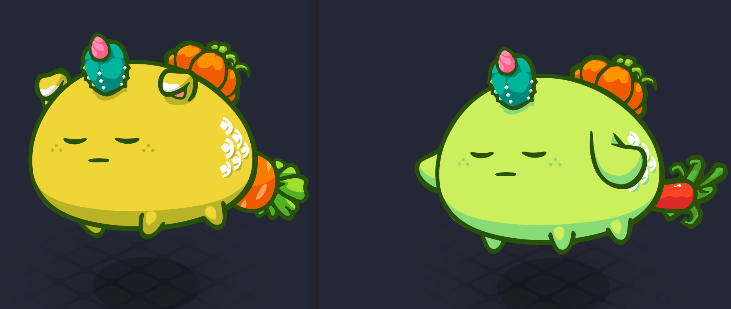 Spicy Surprise (Disable mouth cards) or Carrot Hammer (energy gain) - what's your favorite tail on your tank?  #AxieInfinity #GuildArchon