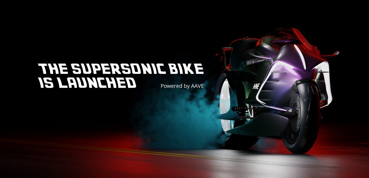The Supersonic Bike is just minted ! Inspired by the power of AAVE 😍👻💎
5 unique NFTs (1/1) starting at 0.1
opensea.io/collection/sup…

#NFT #NFTs #NFTcollector #NFTcollection #NFTart #aavefan #aave <a href="/StaniKulechov/">Stani.eth</a>  <a href="/aave/">Aave</a>