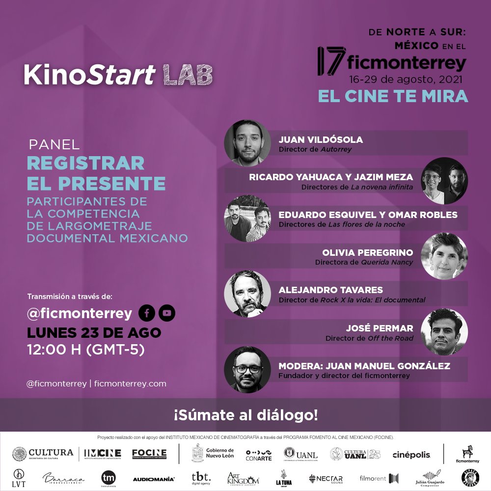 OliviaPeregrino's tweet photo. Mañana en el @ficmonterrey estaré en el panel "Registrar el Presente" de #KinoStartLAB, junto a @Ricardo_Yahuaca, @LaloEsquivelo, @Tavaresalaire y @juan_manuel_gzz.

La transmisión será a las 12:00 pm por Facebook y Youtube
https://t.co/l4HP16lkXP
https://t.co/0ipvkkxUSR https://t.co/ZxExbbOAx4