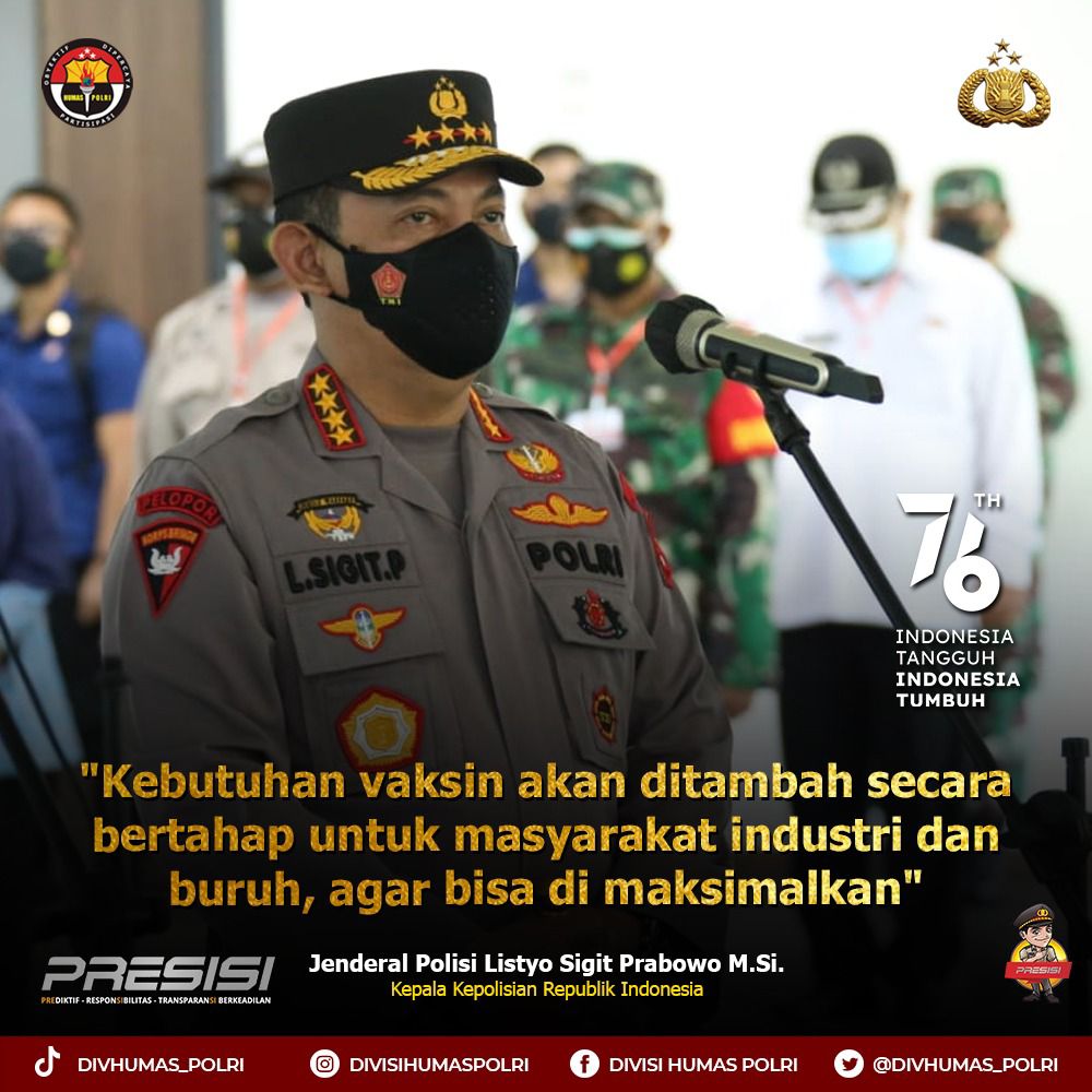 <a href="/polsek_pule/">🅿🅾🅻🆂🅴🅺 🅿🆄🅻🅴</a> Kebutuhan Vaksin Akan ditambah secara bertahap untuk masyarakat industri dan buruh, agar bisa di maksimalkan.
#VaksinasiPatuhiProkes
Tekan Penyebaran Pandemi