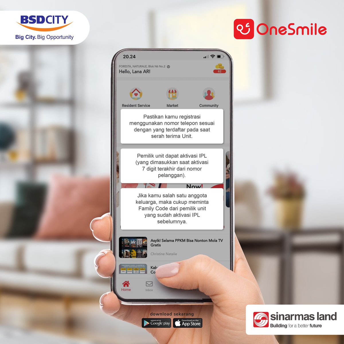 sinarmas_land's tweet image. Kamu warga BSD City dan sudah registrasi OneSmile tapi masih gak bisa akses fitur Resident Service?

Coba yuk disimak postingan berikut ini

Pastikan aplikasi One Smile kamu sudah update versi terbaru ya 😊

#OneSmile #OneSmileEveryday #BSDCity #SemuaAdadiOneSmile #PakaiOneSmile